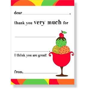  Ice Cream Sundae Fill In Thank You Cards: Kitchen & Dining
