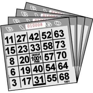 1 ON Gray Tint Paper Bingo Cards (500 ct) (500 per package 