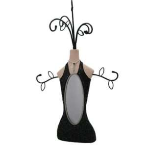 Evening Gown Jewelry Holder w/ Mirror Black 8x14 