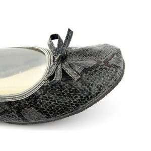   Womens Foldable Flats in Black Snakeskin Size Small, Color Black