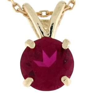    14k Gold 7mm Synthetic Ruby July Birthstone Pendant Jewelry