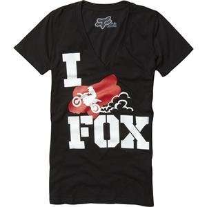 Fox Racing Womens Exclusive V Neck T Shirt   Medium/Black 