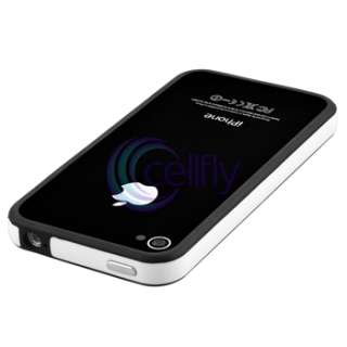 White Black Rubber Bumper Case+Privacy Screen Protector For Apple 
