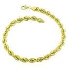 Lincoln Gold Rope Bracelet 8 Inch;    14K Gold Plating