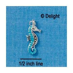  : C2427+ tlf   Seahorse   Blue   Silver Plated Charm: Home & Kitchen