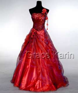 VG1 Evening Gown Prom Ball Wedding veil Dress red SIZE 6 8 10 12 14 16 