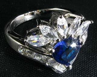   Day Love Heart Cut Blue Sapphire Jewelry Fashion Jewelry Ring Sz 8/Q