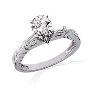 Ct Pear Shaped 3 Stone Diamond Vintage Engraved Engagement Ring SI2 