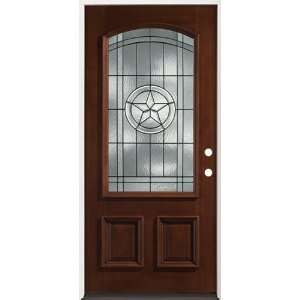  3/4 Arch Mahogany Wood Entry Door #50 Star, Left Hand 