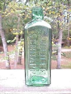   Antique Bottle Lt Grass Green Jubilee Schnapps   Schiedam  