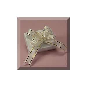  50ea   3 White Gold Stripe Satin Finish Butterfly Bow 