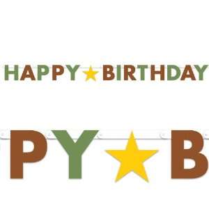  Green/ Brown Star Happy Birthday Banner: Everything Else