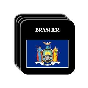 US State Flag   BRASHER, New York (NY) Set of 4 Mini Mousepad Coasters