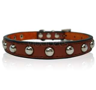 11 brown Leather Studded Dog Collar Small XS  