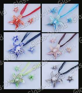 12sets starfish Lampwork glass pendant necklace&earring  