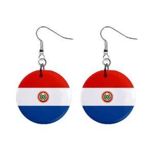 Paraguay Flag Button Earrings