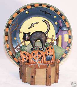 Halloween Black Cat Tealight Holder w/ Scented Candle  