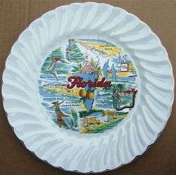 VINTAGE FLORIDA COLLECTORS PLATE SALEM SWIRL and GOLD  