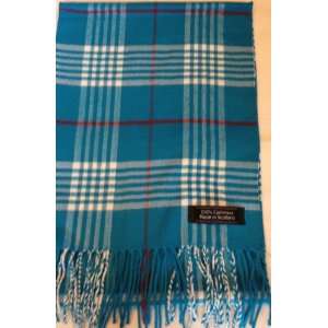   Blue Tartan 100% Cashmere Scarf Made in Scotland: Everything Else