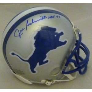 Joe Schmidt Autographed/Hand Signed Detroit Lions Mini Helmet w/HOF 