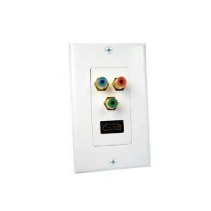  WHITE HDMI & COMPONENT VIDEO WALL PLATE: Electronics