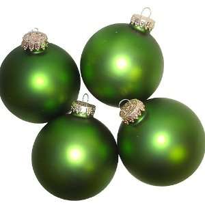  Set of 4 Matte Moss Green Glass Ball Christmas Ornaments 3 