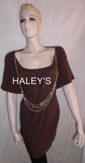 NEW PETER NYGARD WOMAN BROWN TOP W/NECKLACE PLUS SZ 2X  