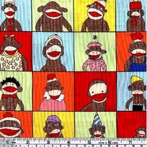  45 Wide Funky Monkey Friends In Squares Fabric By The 