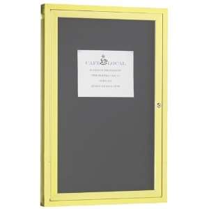  2H x 1.5W Enclosed Bulletin Board, Gold Frame, Black 