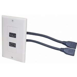  New Dual HDMI Pigtail Designer Style Wallplate, Ivory 