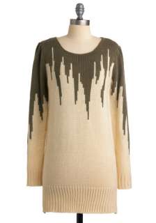     Cream, Brown, Knitted, Long Sleeve, Casual, Fall, Winter, Long