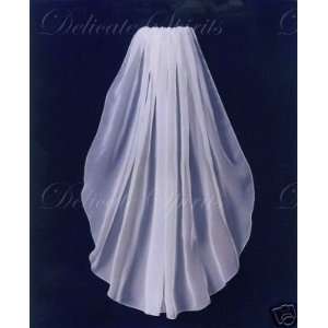  1T White Shoulder Chiffon Pencil Edge Wedding Bridal Veil Beauty