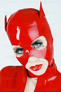 100% Latex Rubber Gummi Hood 0.8mm Cat Mask Catsuit Suit Red Heavy 