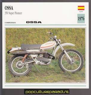 1976 OSSA 350 SUPER PIONEER Spain Motorcycle SPEC CARD  
