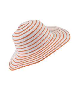 White Pattern (White) Teens White and Orange Striped Floppy Hat 