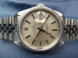   Vintage Rolex Datejust Stainless Silver Dial Ref 16220 Jubilee #377