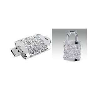  Rhinestone Jewel Lock Key Chain USB Flash Drive, 4 GB 