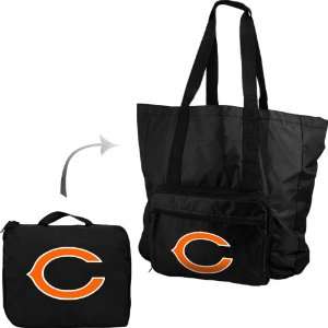   Chicago Bears Black Fold Away Tote Bag Travel Pack