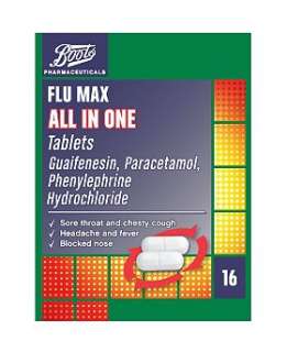 Boots Pharmaceuticals Flu Max All in One Tablets 16 Tablets   Boots
