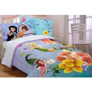  Disney Fairies Fantasy Floral Full Sheet and Comforter Set 