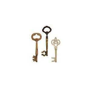 Set of 3 Antique Finish Wooden Keys Wall Decorations 24  