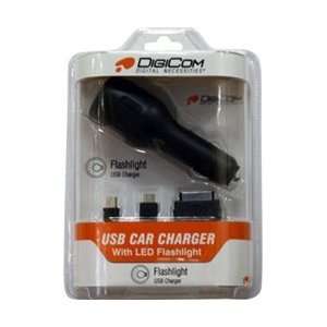 Vehicle Cigarette Lighter Adapter Plug with LED Flashlight for iPhone 
