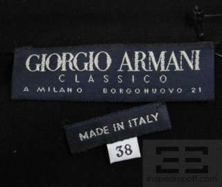 Giorgio Armani Classico Black Stretch Wool Belted Long Jacket Size 38 