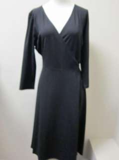   Fisher Black Rayon Stretch 3/4 Sleeve Wrap Dress NWT $218  
