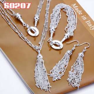 Silver Plated Fantastic Mesh/Tassel Necklace&Bracelet&Earring Set S004 