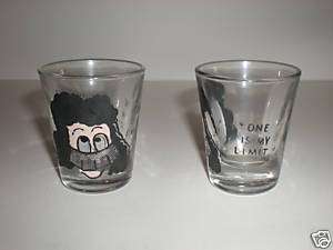 VINTAGE 2.25inch Shot Glass ONE IS MY LIMIT 3D Eyes  