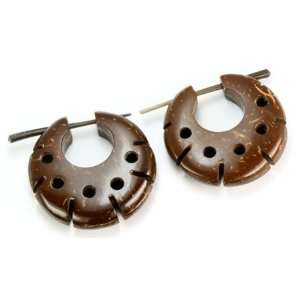 Coconut Shell Cheaters CS# 6  Stirrups Natural Body Jewelry   Price 