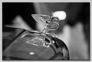 Leinwand Bild Bentley Kühlerfigur Flügel Schwarz Weiss  