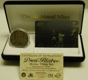 Drew Bledsoe LE Highland Mint Silver Coin Motion Set  