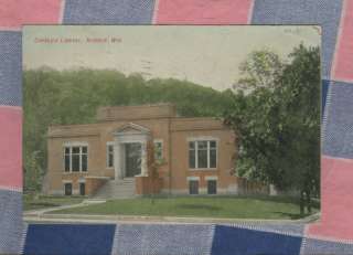 Old Postcard 1908 Hudson Wisconsin Carnegie Library  